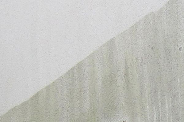 Putzfassaden Reinigung. Vorher-Nachher-Vergleich bei Probereinigung