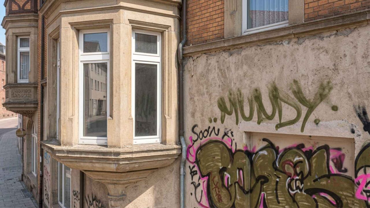 Graffiti an Hausfassade in Stuttgart | Graffiti entfernen Kosten & Förderung